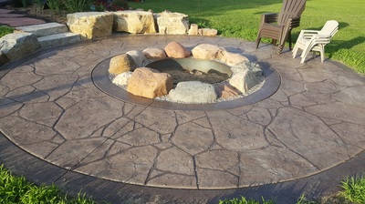 Stamped Concrete Patios, Concrete Driveways, Sidewalks, Steps, Seat Walls, Firepits, Ham Lake, Andover, Blaine, Coon Rapids, Lino Lakes, Forest Lake, East Bethel, Anoka, Maple Grove