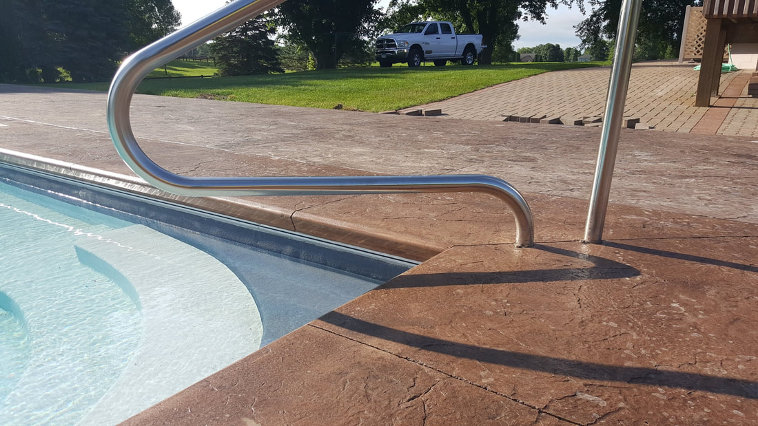 Stamped Concrete Pool Deck, Concrete Pool Deck Company, Minnesota, Minneapolis, Twin Cities, Concrete Pool Coping, Maple Grove