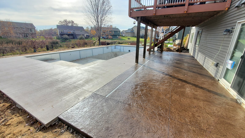 Stamped Concrete Pool Deck Blaine, Concrete Pool Surround, Colored Concrete Pool Deck